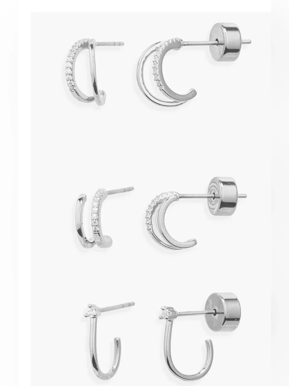 Nordstrom Set of 3 Demi Fine Dainty Huggie Hoop Earrings
